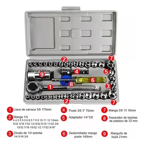 Kit 40 Juego De Herramientas Mecanica Da