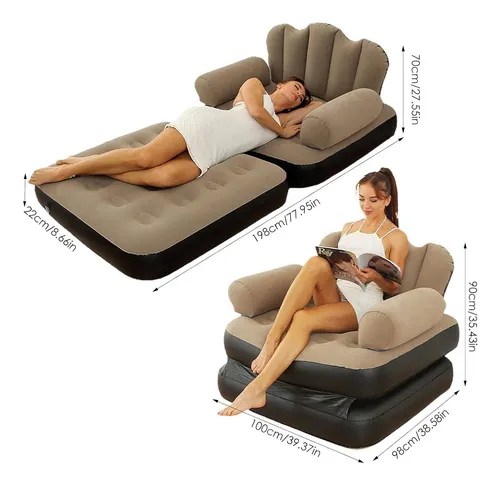 Sillón Inflable Sofá Cama 198cm Plegable