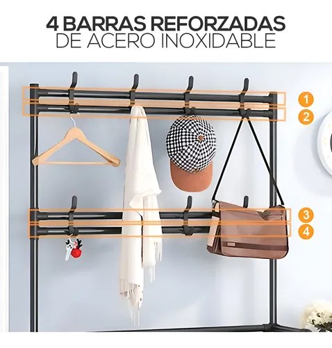 Zapatero Perchero De Acero Metalico Orga