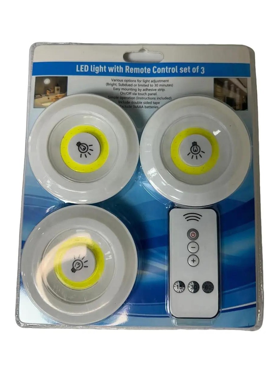 SET DE 3 LUCES LED CON CONTROL REMOTO