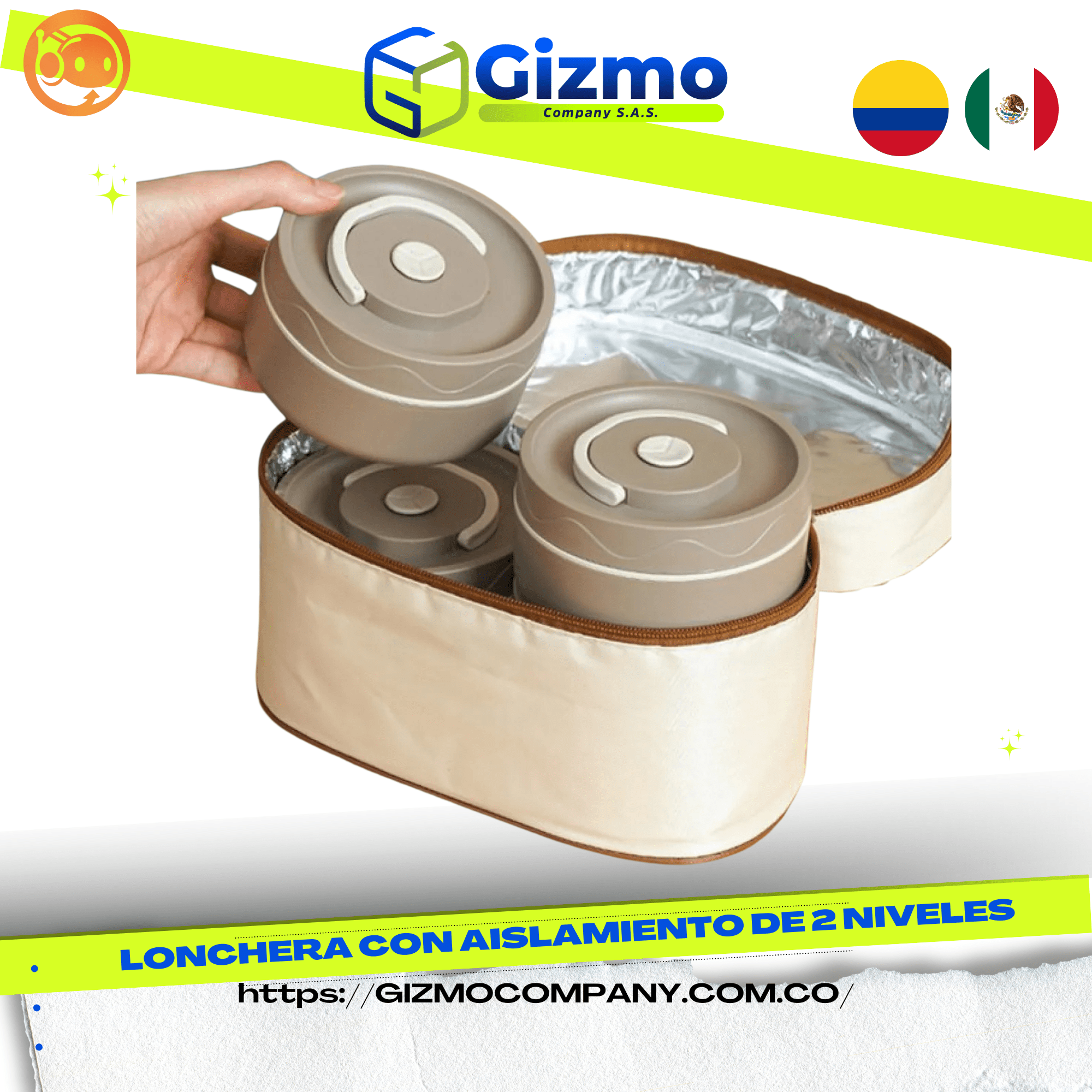 Lonchera con Aislamiento de 2 NIveles