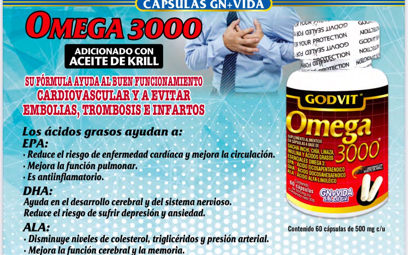 Suplememto Omega 3000 Cofepris 60 cap