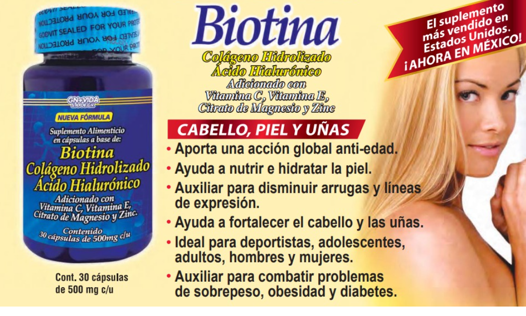 Suplemento Biotina Cofepris 30 Capsulas