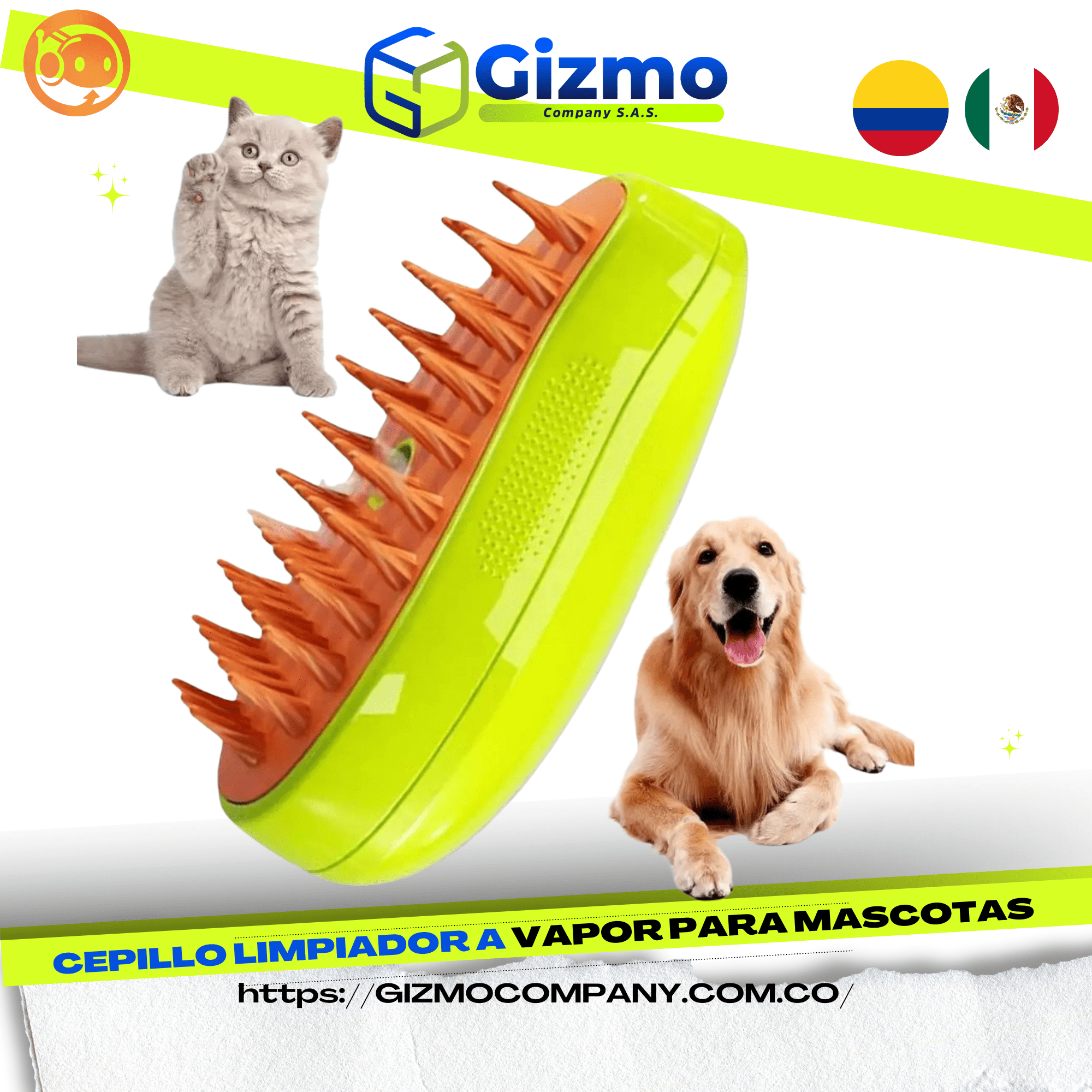 Cepillo Limpiador a Vapor para Mascotas