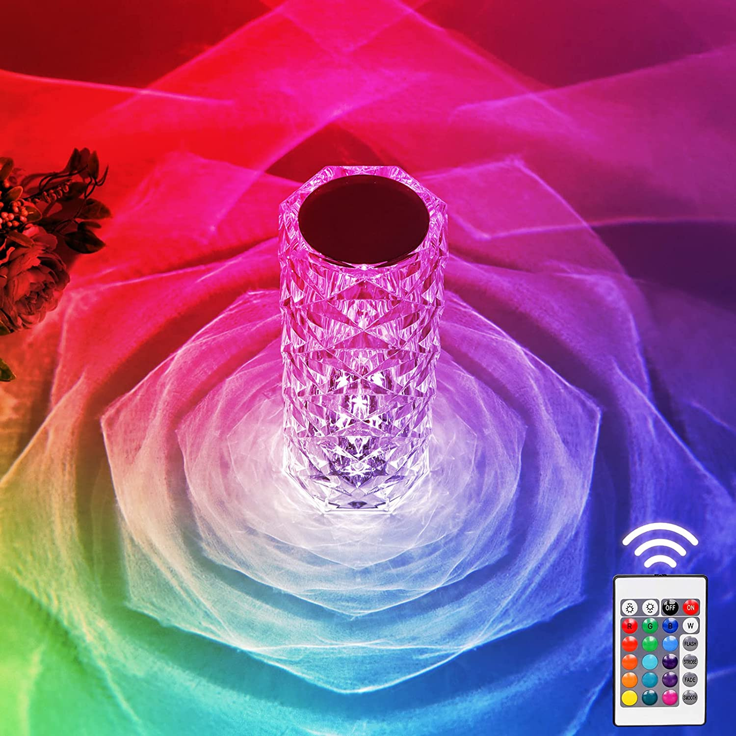 Lampara RBG de Vidrio Prisma con Control