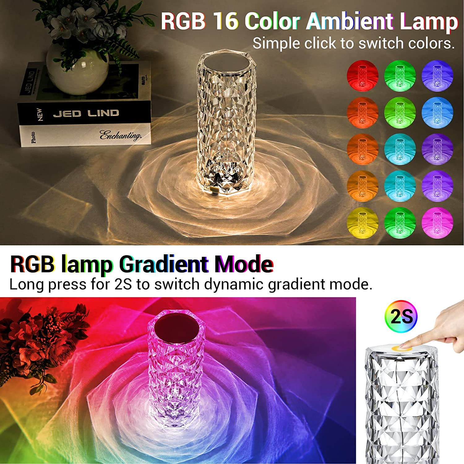 Lampara RBG de Vidrio Prisma con Control