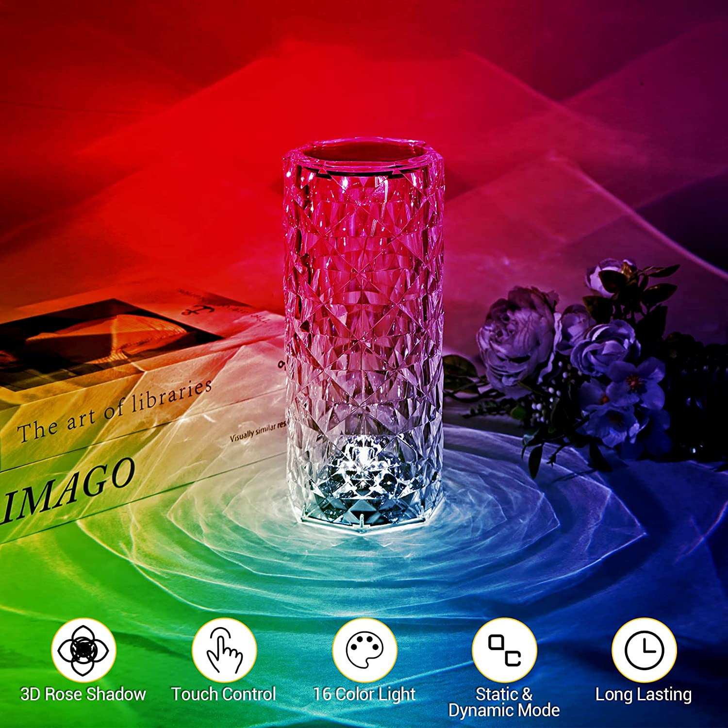 Lampara RBG de Vidrio Prisma con Control