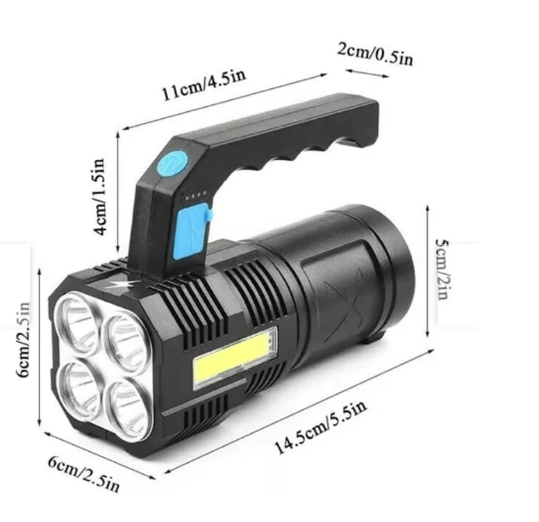 Lampara Linterna De Mano 4 Modos 4 Leds