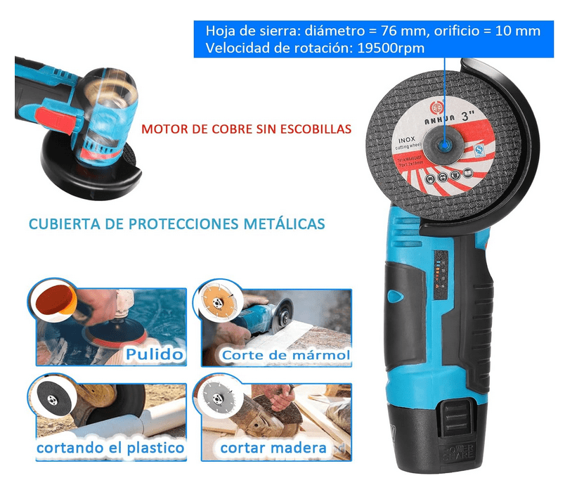Kit Amoladora Esmeril Angular 2 Baterias