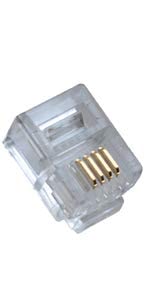 SMITON Paquete de 100 conectores RJ11, conectores modulares de teléfono, conectores macho 6P4C