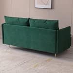 Seegool Mid-Century – Sofá biplaza de 2 asientos, muebles de tela de lino de algodón y patas de metal dorado, sofá pequeño para sala de estar,