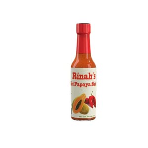 Salsa picante de papaya hecha con papaya. Salsa picante estilo caribeño de Rinah. Pimientos habaneros, sal y condimentos. Paquete de 4. Ideal para