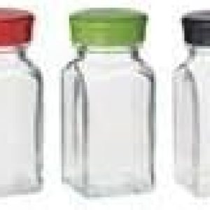 Trudeau Salero o pimentero de vidrio transparente con Colored Tapase vende por Unidad Trudeau Salero o pimentero de vidrio transparente con Colored Tapase vende por Unidad