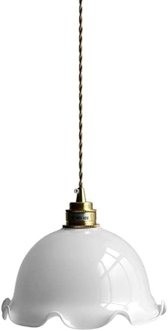 Shun Ze Chandelier, Contemporary Country Hanging Lights Copper Glass Height Adjustable Pendant Lighting White E27 Base Craft V-intage Suitable for