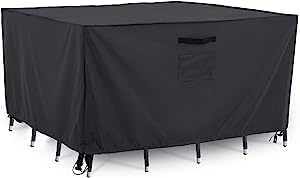 Tempera – Fundas de mesa exterior y silla, para juego de comedor al aire libre, cubierta de muebles de patio, impermeable, resistente al viento,