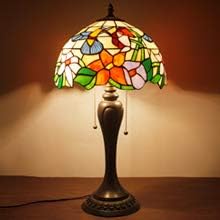 WERFACTORY Tiffany Lámpara de mesa de cristal manchado, estilo colibrí, mesita de noche, luz de lectura, 12 x 12 x 22 pulgadas, decoración para