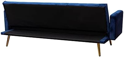 BOWERY HILL Sofá cama convertible de mediados de siglo para sala de estar, sofá cama de terciopelo con botones para apartamentos pequeños, sofá