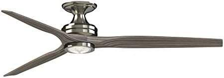 Fanimation Ventiladores FPD6721BBN-64WE-LK-F Spitfire – Ventilador de techo empotrado de 3 aspas con kit de luz, 21.08 pulgadas de alto y 64