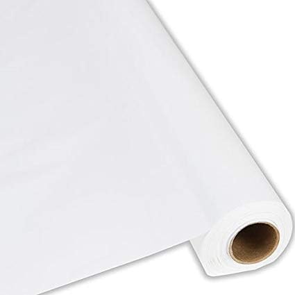 Rollo de plástico para mesa de fiestas, 300 x 40 pulgadas, mantel desechable de alta calidad para banquetes (blanco) de instalación súper rápida, no