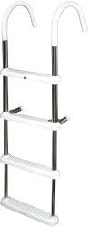 JIF Marine Escalera SS Gunwale, 4 escalones, gancho de 11 pulgadas, 50 pulgadas