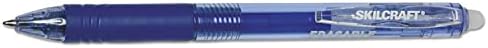 7520016580691 SKILCRAFT Bolígrafo de gel borrable de reescritura, retráctil, mediano, 0.028 in, tinta azul, barril azul, docena