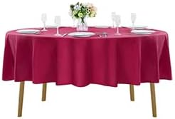 Mantel redondo de 60 pulgadas de poliéster, lavable, mantel decorativo para bodas, fiestas, comedor, banquetes (60 pulgadas, borgoña)