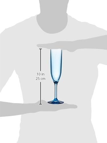 Drinique Copas de champán irrompibles (caja de 24) de 6 onzas, clásicas, inastillables, reutilizables, copa de champán, color azul