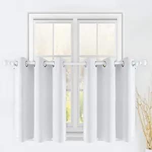 Homeideas  2paneles de cortinas opacas cortas para ventanas pequeñas de 36pulgadas de largo con ojales, cortinas de media ventana para cocina, baño,