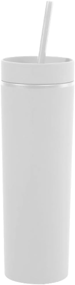 Vasos delgados mate a granel. Vasos delgados de 16 onzas color pastel mate con tapas y popotes. Vaso de plástico acrílico de doble pared para