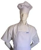 CHEFSKIN Delantal para adultos blanco en sarga ligera 6535, totalmente ajustable en el cuello y bolsillo central con lazos