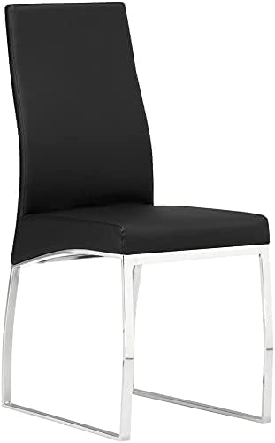 Uptown Club Kratz – Juego de 2 sillas de comedor de piel sintética con elegante tapicería de cuero sintético, patas de acero inoxidable cepillado,