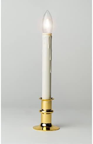 Vela LED con pilas para ventana con doble bombilla LED con temporizador diario (latón), P-2813-BI