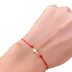 Live Gems  14K Gold Filled Sideways Cross Red String Bracelet, Red String Cross Charm Bracelet, Summer Jewelry Gift for Her, Birthday Jewelry Live Gems  14K Gold Filled Sideways Cross Red String Bracelet, Red String Cross Charm Bracelet, Summer Jewelry Gift for Her, Birthday Jewelry