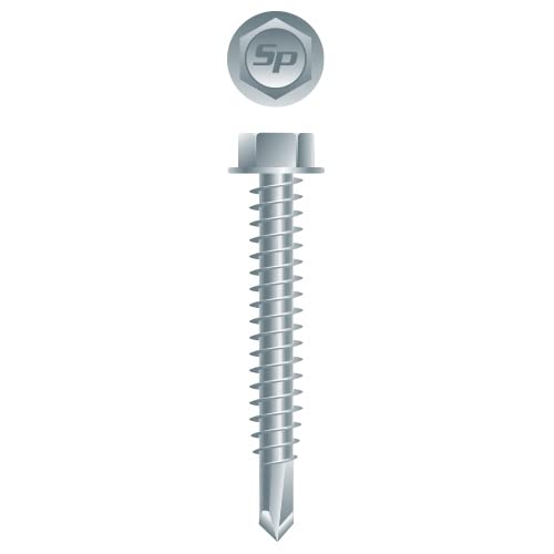 Tornillo TEK autoperforante autoperforante con cabeza hexagonal de 34 pulgadas, chapado en zinc, 1 libra, embalaje conveniente (125 piezas)