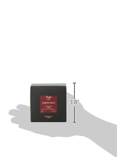 Dammann Freres Sachets, Bolsas de té Jardin Bleu, té negro francés gourmet premium, mezcla de fresa, sabores de ruibarbo, 25 unidades (paquete
