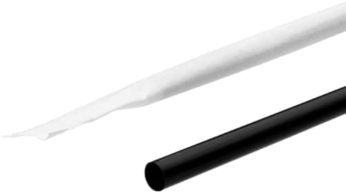 Karat Papel de paja de plástico PP de 5.75 “envuelto, negro – 10,000 piezas