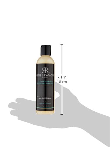 Renee Ramore Champú limpiador hidratante con infusión de coco fortificado para reponer, humedecer, alisar el cabello, controlar el encrespamiento,