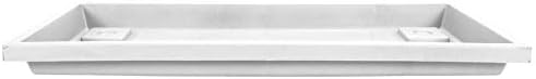 The HC Companies 17.5 Inch Venetian Rectangular Plant Saucer – Indoor Outdoor Plastic Plant Trays for Pots – 17.5″x7.5″x1.3″ White