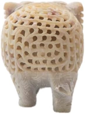 SimbaKart – Figura de elefante de esteatita hecha a mano con escultura de elefante madre con estatua interior de bebé, hecha a mano en Jali o calado