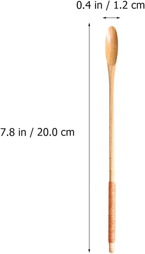 10 cucharas de miel largas naturales para cocinar cucharas para servir revolver, prensa de cocina antiadherente, utensilios de soda, té, café,