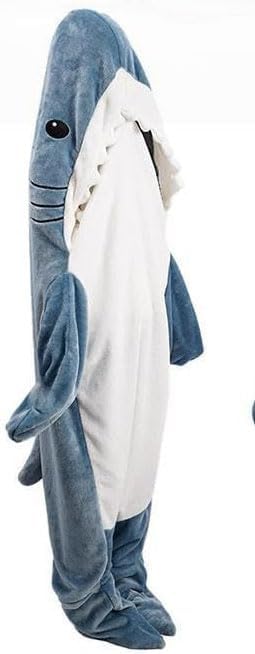 Manta de tiburón para adultos y niños  Manta con capucha de tiburón, saco de dormir de tiburón, linda y divertida sudadera con capucha de franela de
