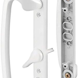 Prime-Line Juego de manijas de puerta de patio, fundidas a presión para diestros, color blanco Prime-Line Juego de manijas de puerta de patio, fundidas a presión para diestros, color blanco