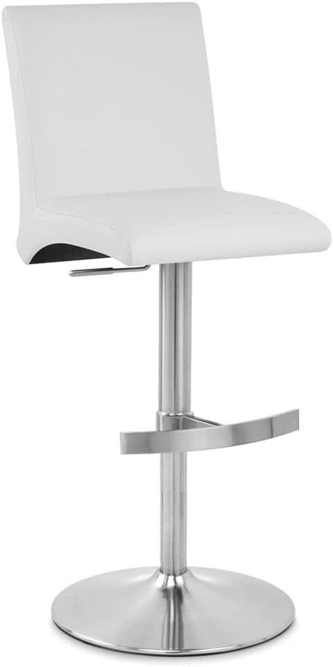 Zuri Furniture Modern Coveteur Taburete giratorio de altura ajustable en color blanco