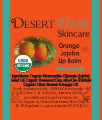 Paquete de 2 bálsamos labiales orgánicos de naranja con más del 70% de aceite de jojoba. 100% natural con cera de abejas. Hidratante naturalmente.