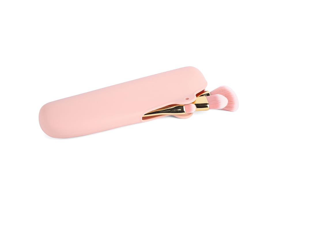 Esponja de maquillaje de viaje de silicona suave y soporte para pinceles, a prueba de polvo, portátil cosmético para belleza facial, organizador de