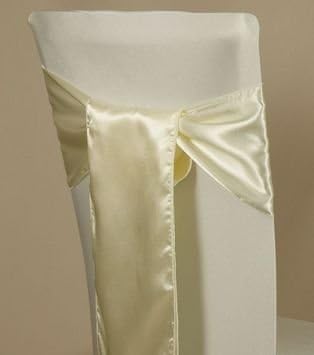 MDS 100 – Bandas de satén para silla, suministros para bodas y eventos, decoración de fiestas, marfil