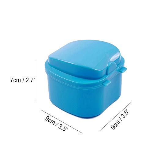 Caja de dentadura con cepillo, taza de dientes falsos portátil de viaje con colador, contenedor de baño para dentadura para un cuidado completo de