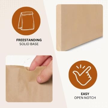 Bolsa de papel Kraft, 50 unidades, hecha de papel kraft 100% reciclable y biodegradable, bolsas de papel marrón (10#)