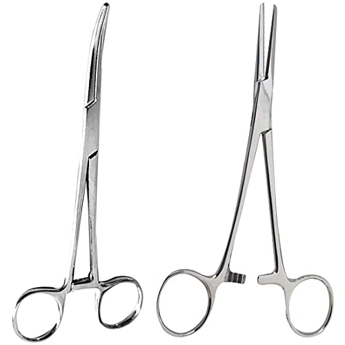 SURGICAL ONLINE Juego de 2 héstatos curvos y rectos de 8 pulgadas, pinzas de bloqueo de acero inoxidable, ideal para enfermeras, fórceps de pesca,