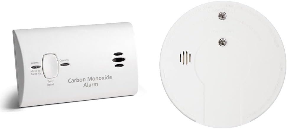 Kidde Detector de monóxido de carbono, alarma de CO alimentada por batería con LED, botón de reinicio de prueba y detector de humo premium, alarma